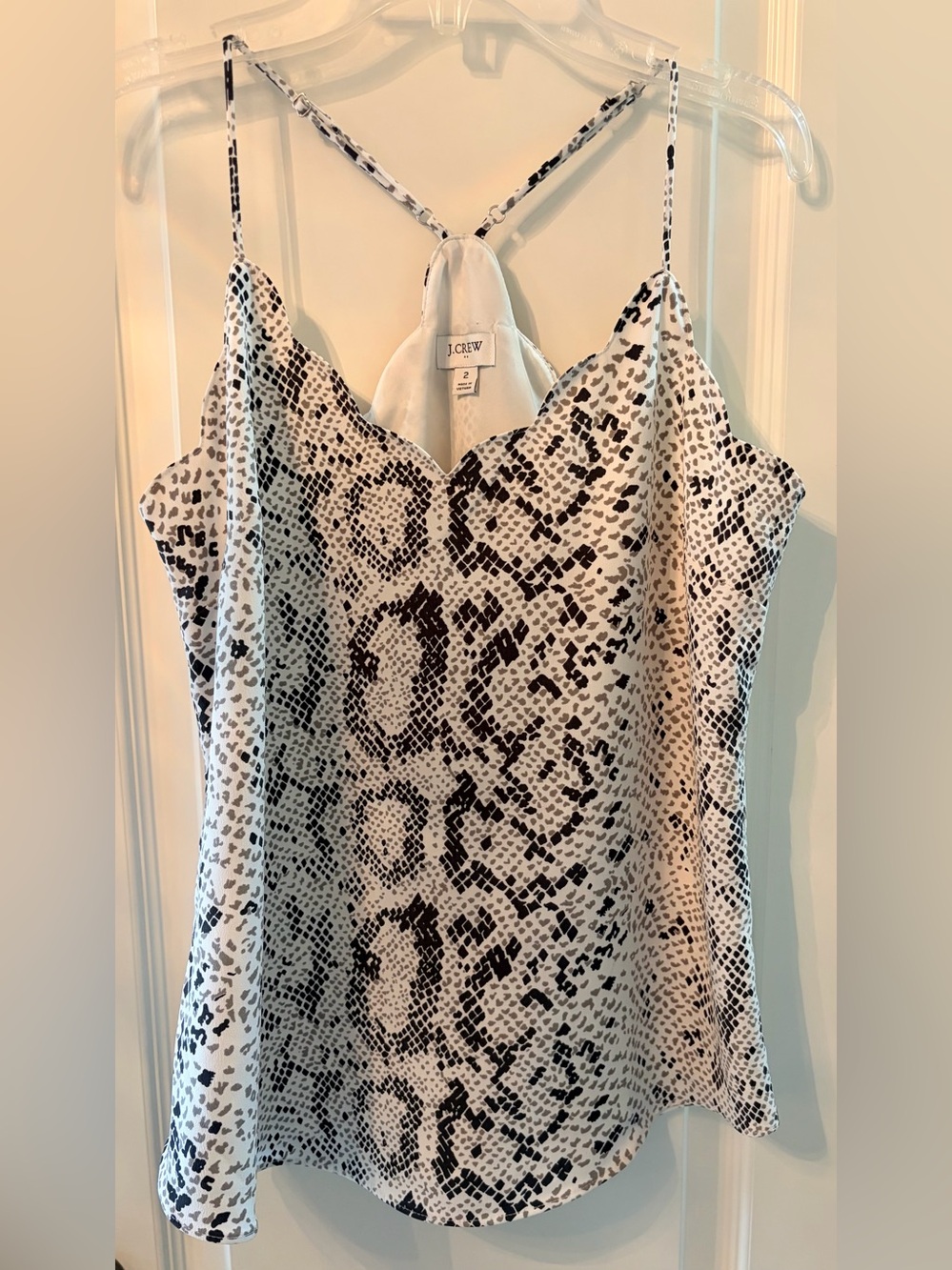 J. Crew Black & White Snake-Print Racerback Cami